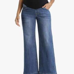 Maternity Indigo Blue Women's Flare Jeans in Washed Blue
